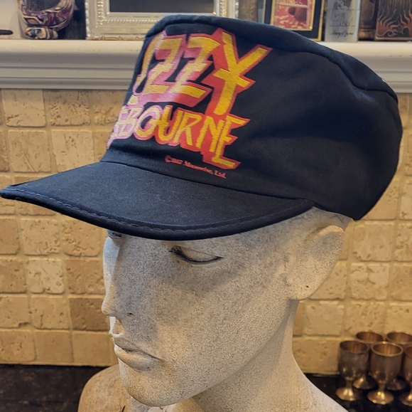 Diary Of a Madman Tour 1982 Ozzy Osbourne Painter Hat w/ Bats *Rare* - Picture 7 of 16